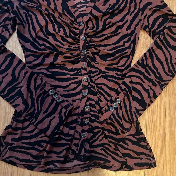 Free People Animal Print Blouse - Picture 3 of 4
